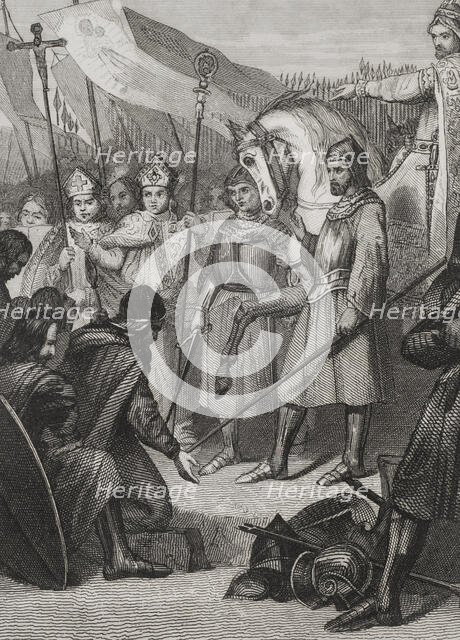 Portrait of Mauregatus of Asturias, the Usurper (?-788), King of Asturias from 783 to 788, 1853.  Creators: Unknown, Antonio Roca Sallent.