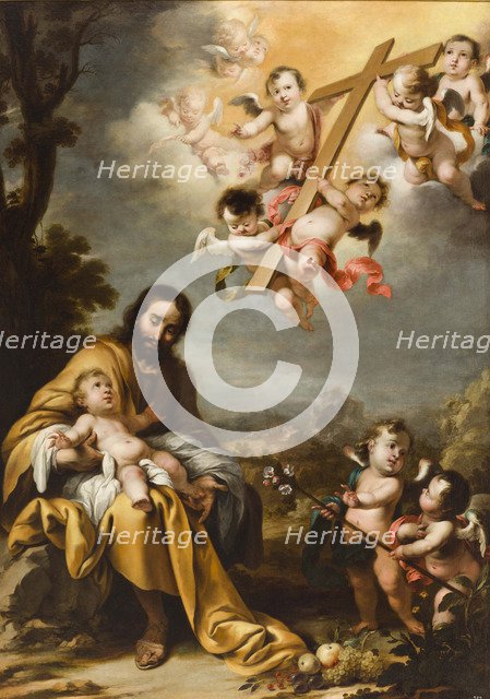 Saint Joseph and the Christ Child before the Holy Cross, c.1670. Creator: Schut, Cornelis, the Younger (c. 1629-1685).