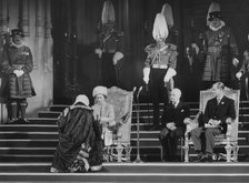 Queen Elizabeth II attends the 700th anniversary of Parliament, Westminster Hall, June 1965. Artist: Unknown