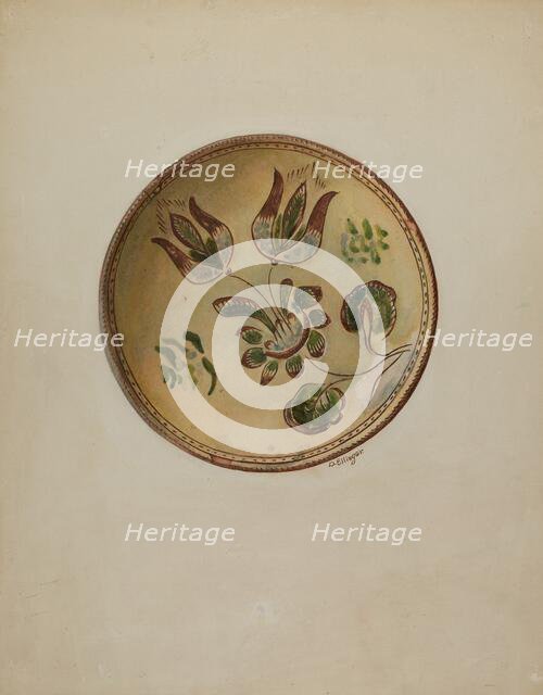 Pa. German Plate, c. 1937. Creator: David Ellinger.