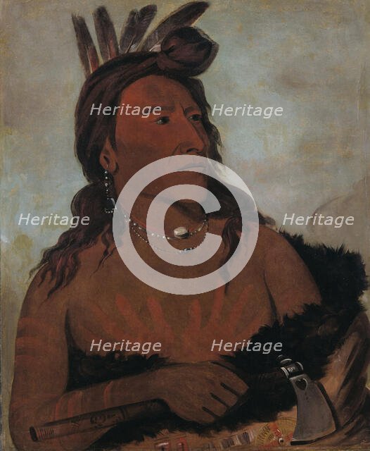 Mah-tó-che-ga, Little Bear, a Hunkpapa Brave, 1832. Creator: George Catlin.