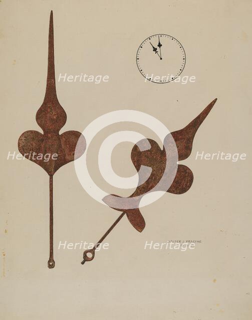 Church Clock Hands, 1938. Creator: Walter Praefke.