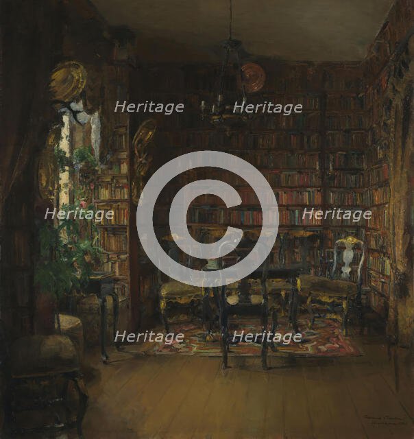 Thorvald Boeck's Library, 1902. Creator: Harriet Backer.