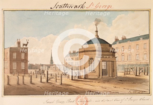 Turnpike on Great Dover Road, Southwark, London, 1825. Artist: Yates