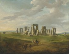 Stonehenge with a carriage and travellers on horseback, End of 18th-early 19th century. Creator: Ross, James (1745-1821).