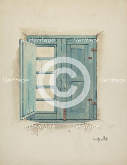Grille and Mission-House Window (Interior), c. 1940. Creator: Geoffrey Holt.