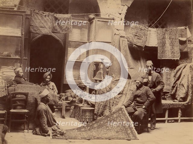 Bazaar, Rug Merchants, 1870s. Creator: Unknown.