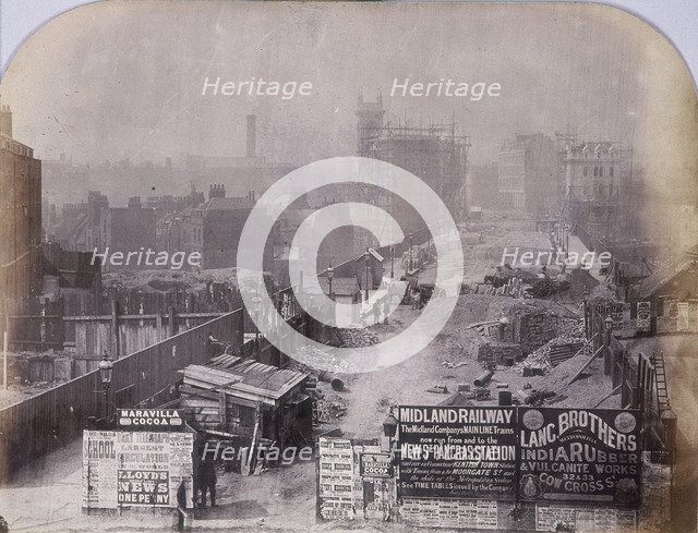 Holborn Viaduct under construction, Holborn, London, 1869. Artist: Henry Dixon