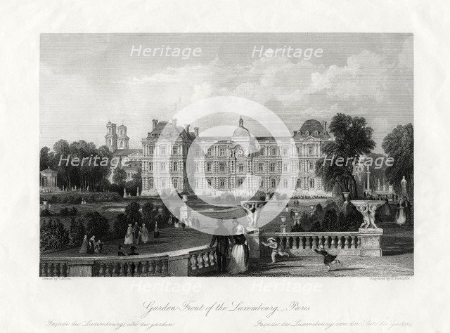 'Garden-Front of the Luxembourg, Paris', France, 1875. Artist: E Radclyffe