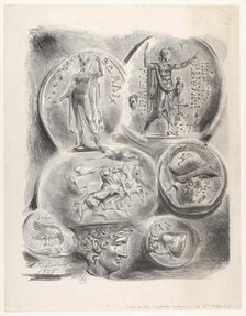 Studies of Seven Greek Coins, 1825., 1825. Creator: Eugene Delacroix.