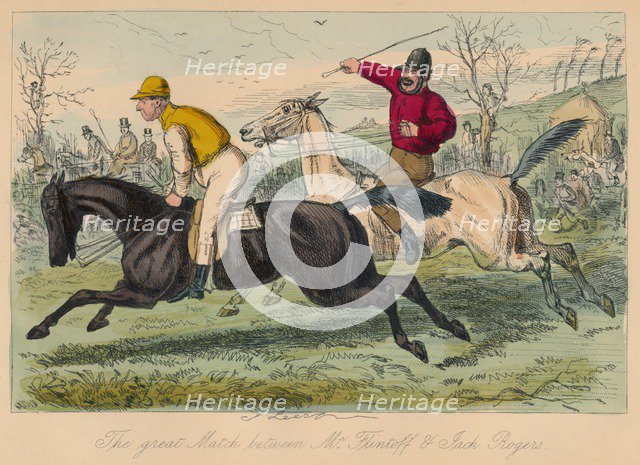 'The great Match between Mr. Flintoff & Jack Rogers', 1858. Artist: John Leech.