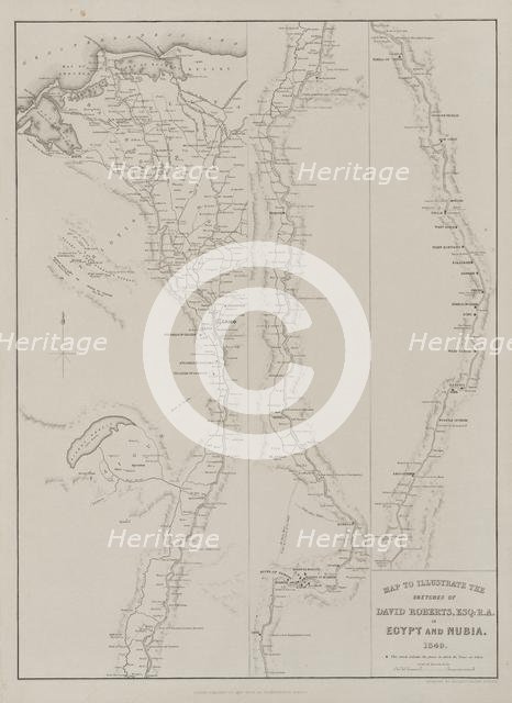 Egypt and Nubia, Volume III: Map to Illustrate the Sketches of David Roberts, Esq...1849, 1849. Creator: Louis Haghe (British, 1806-1885); F.G.Moon, 20 Threadneedle Street, London.