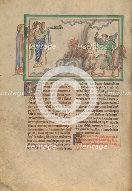 The Fifth Trumpet: The Angel of Destruction and the Locusts, about 1255-1260. Creator: Unknown.