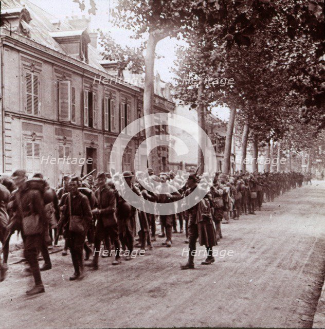 Armed troops, Chateau Thierry, France, c1914-c1918. Artist: Unknown.