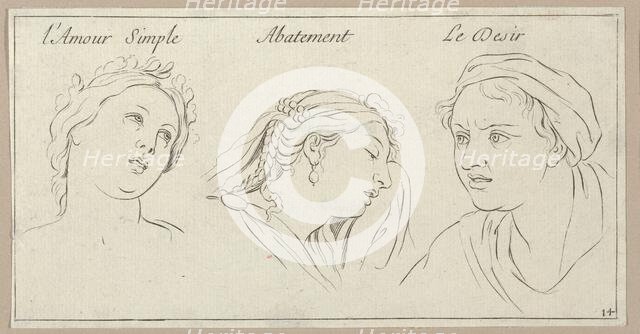 l'Amour simple, Abattement, Le Desir (from Caractères des passions, gravés sur les de..., 1695-1720. Creator: Sébastien Le Clerc the Younger.
