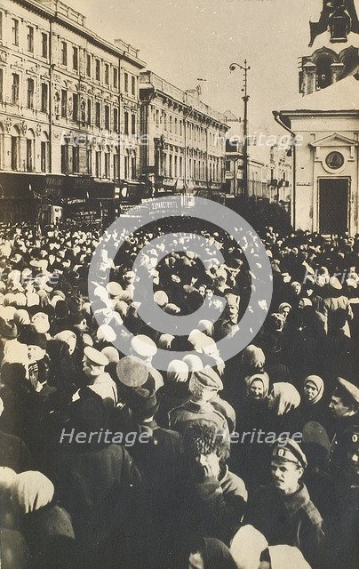 Revolutionary crowds at the Tverskaya, Moscow, Russia, c1905-c1917(?). Artist: Unknown