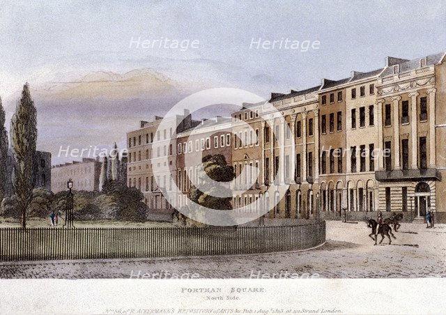Portman Square, Marylebone, London, 1813. Artist: Anon