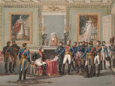 The Abdication of Napoleon at Fontainebleau, 1815. Artist: Vernet, Jules (1792-1843)