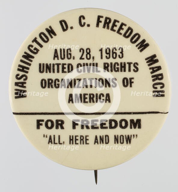 Pinback button for the 1963 Freedom March, 1963. Creator: Unknown.