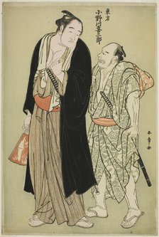 The Sumo Wrestler Onogawa Kisaburo of the Eastern Group, with an Attendant, Japan, c. 1782/86. Creator: Shunsho.