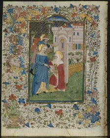 The Visitation: Leaf from a Book of Hours (5 of 6 Excised Leaves), c. 1420. Creator: Henri d'Orquevaulx (French); Workshop, or.
