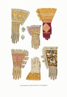 Gloves. From the Antiquities of the Russian State, 1849-1853. Creator: Solntsev, Fyodor Grigoryevich (1801-1892).