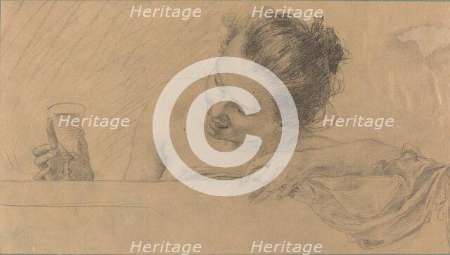 Woman in Bath, Holding a Glass of Wine, 1898. Creator: Karel Vitezslav Masek.