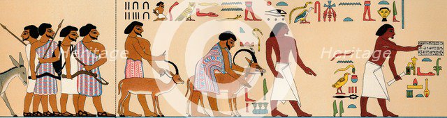 'The Arrival of a Tribe of Semitic Nomads in Egypt', 1895 BC, (1903). Artist: Unknown.