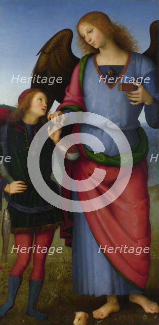 The Archangel Raphael with Tobias (Panel from an Altarpiece, Certosa), c. 1500. Creator: Perugino (ca. 1450-1523).