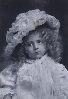 Portrait of little girl in frilly hat, c1900. Creator: Addie Kilburn Robinson.