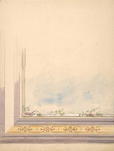 Design for a ceiling painted with clouds and flowering vines, 1830-97. Creators: Jules-Edmond-Charles Lachaise, Eugène-Pierre Gourdet.