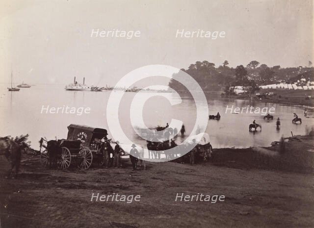 Belle Plain. Distant View of Landing, 1864. Creators: Tim O'Sullivan, James Gardner.