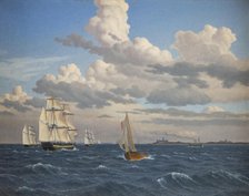 Ships in the Sound North of Kronborg Castle, Elsinore, 1847. Creator: CW Eckersberg.