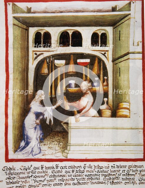 Candles selling, 14th century.  Creator: Unknown.