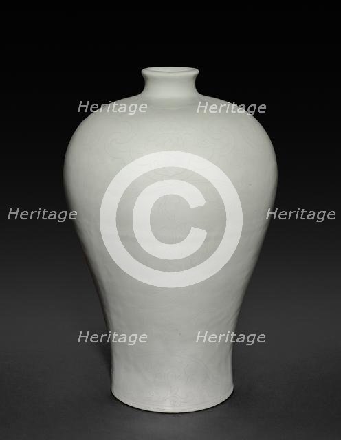 Meiping Vase with Cloud Collars and Peony Sprays, 1403-1424. Creator: Unknown.