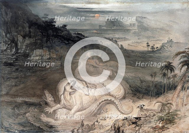 The country of the Iguanodon, 1837. Creator: John Martin.