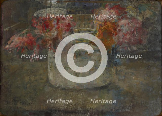 Flowers-two-sided painting, after 1920. Creator: Olga Boznanska.