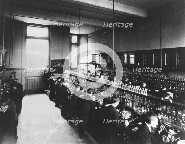 Science laboratory at the Jewish Free School, (c1950s?). Artist: Unknown