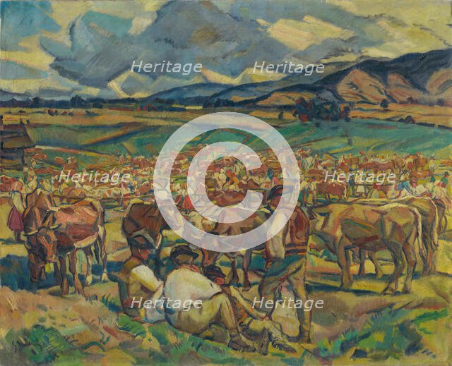 The Cattle Market in Helpa, around 1934. Creator: Gustav Mally.