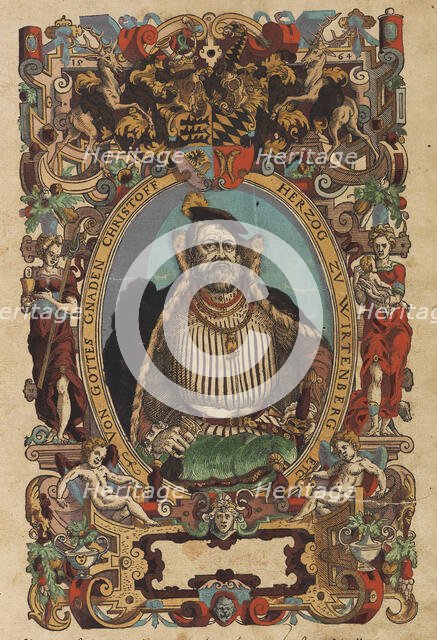 Portrait of Duke Christoph of Württemberg (1515-1568) From Biblia germanica, 1564. Creator: Amman, Jost (1539-1591).