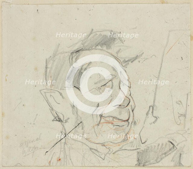 Sketch of Ferdinand Marinus, c. 1857. Creator: Félicien Rops.