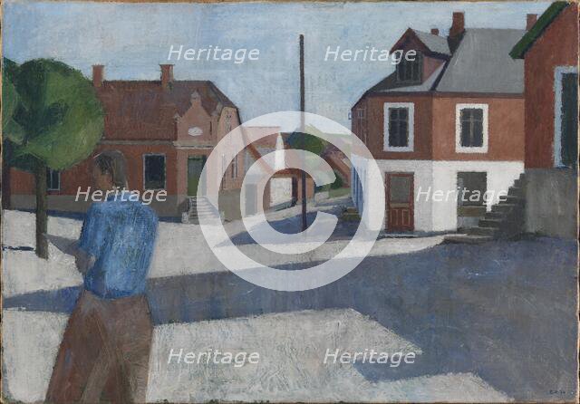 Street with Figure, 1936. Creator: Erik Raadal.