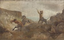 Centaurs Hunting Boars, 1866-1867. Creator: Ludvig Abelin Schou.