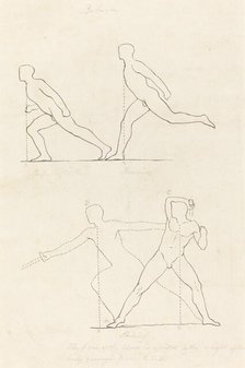 Preparing to Run; Running; Striking, published 1829. Creator: George Scharf.
