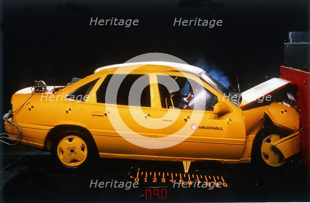 1993 Vauxhall Cavalier crash test. Creator: Unknown.