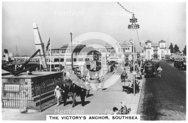 The Victory's anchor, Southsea, 1937. Artist: Unknown