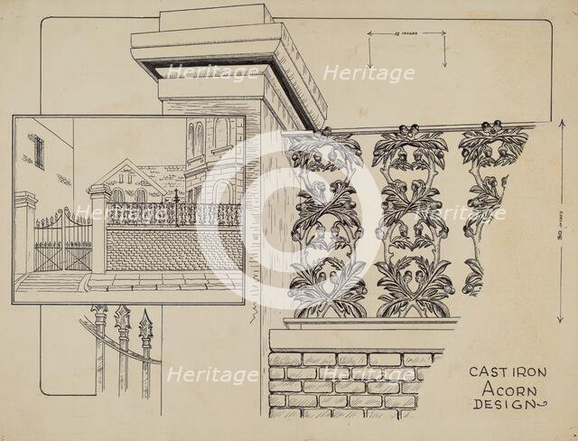 Cast Iron Fence Railing, c. 1936. Creator: Ray Price.
