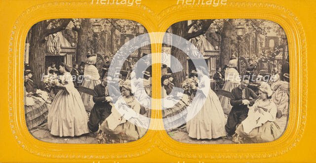 Genre street scene, 1860s. Creator: E Lamy.