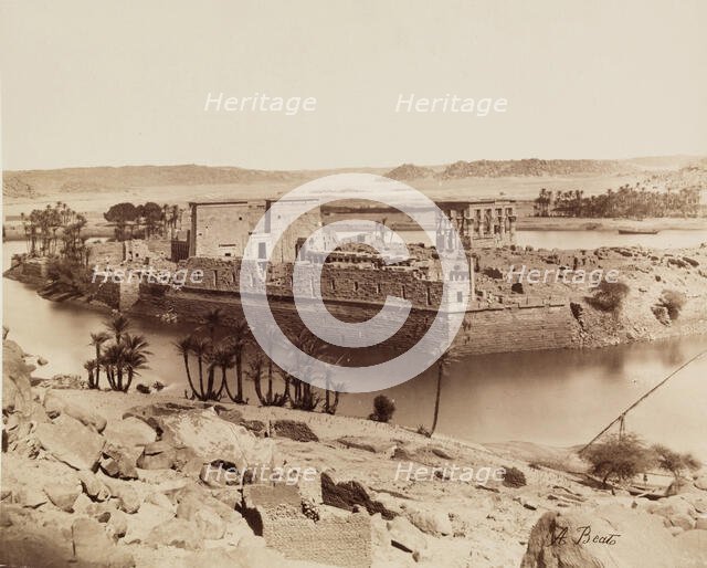 View of the Island of Philae from the South West, between 1860 and 1903. Creator: Antonio Beato.