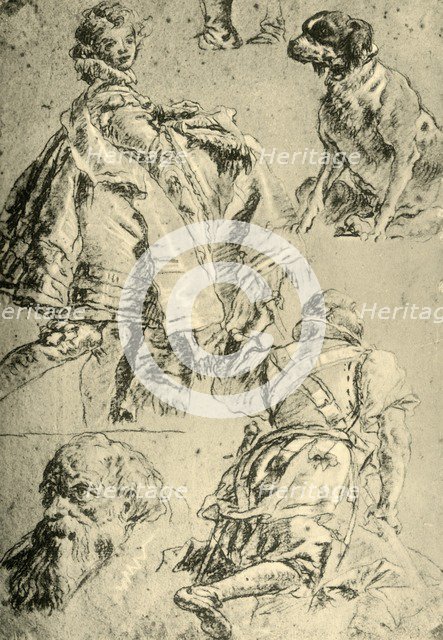 'Detail Studies for the Frescoes in the Kaisersaal in the Residence at Würzburg', 1751-1752, (1928). Artist: Giovanni Battista Tiepolo.